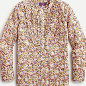 J. Crew Band-collar ruffle-front shirt in Liberty "Libby" floral print cotton